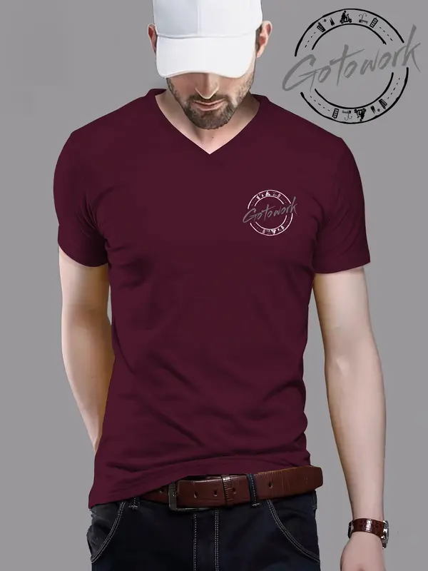 Kaos GO TO WORK Oblong Lengan Pendek Pria Wanita Dewasa  sablon DTF Polyflex V-Neck - Ukuran L, XL, XXL - Distro Sablon Cowok Baju Atasan Unisex Motif Keren Hitam 5