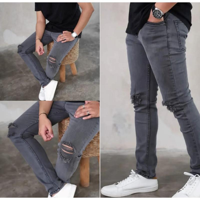 Product Introduction of Celana Jeans sobek lutut robek ripped Hitam destroy premium 25