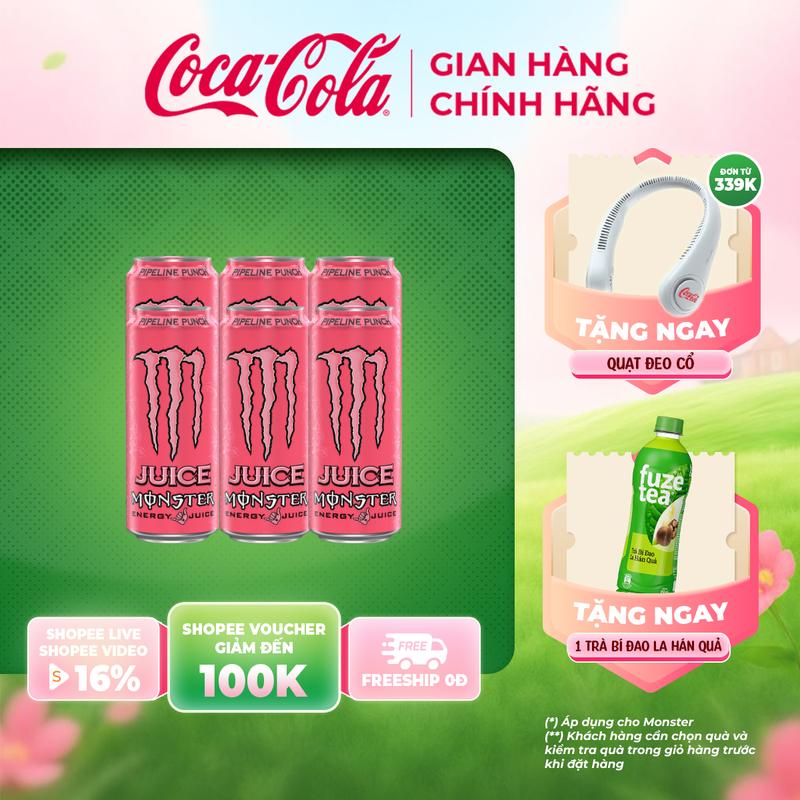 Lốc 6 Lon Nước Giải Khát Tăng Lực Monster Pipeline Punch 355ml/Lon Sale 15.10 Coca-Cola_TT