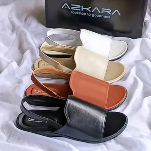 Azkara Sepatu Sandal Wanita Slide Teplek Tali Belakang Sendal cewek Flat Perempuan Terbaru Branded Original Kekinian