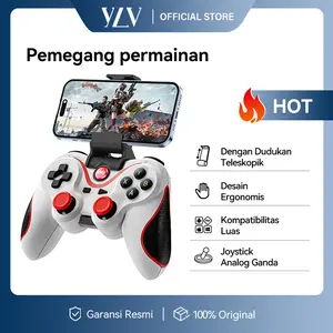 YLV 【BLUETOOTH & WIRED】Joystick K23 Multi-Platform untuk Switch/PS4/Android/iOS/PC! Baterai 15 Jam + Gratis Phone Holder!  ️ Kompatibel 7 Device |  Gaming Non-Stop!