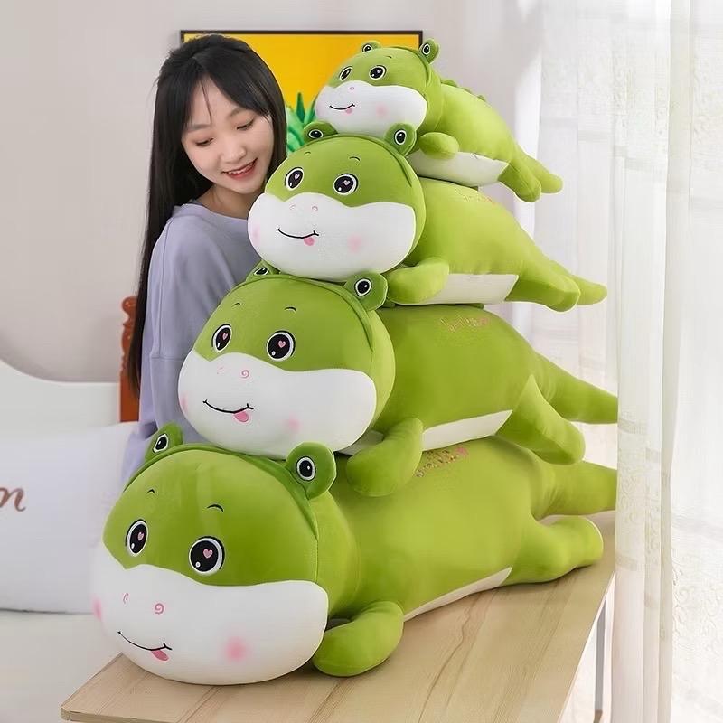 Gấu Bông Khủng Long Nằm Hoá Ếch Xanh Thú Bông Cao Cấp Mềm Mịn Kích Thước 52cm