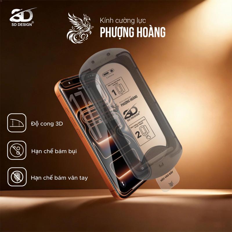 Kính Cường Lực khung Tự Dán Phượng Hoàng SD DESIGN trong suốt HD hoặc chống…