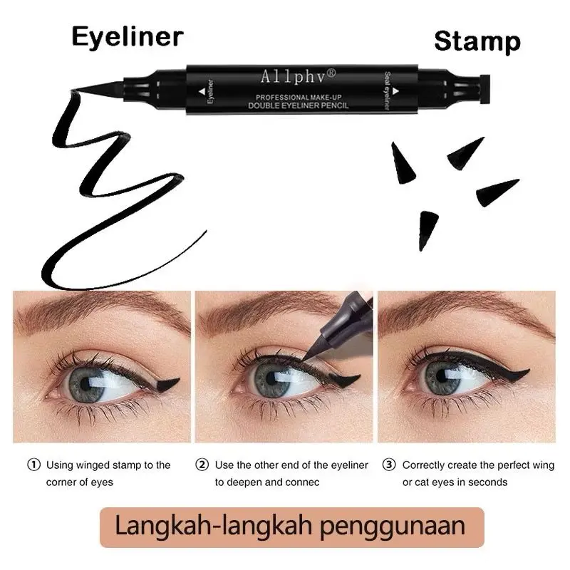 [ BPOM] 2IN1 Eyeliner Stamp Waterproof Black Anti Air Tahan Lama 4