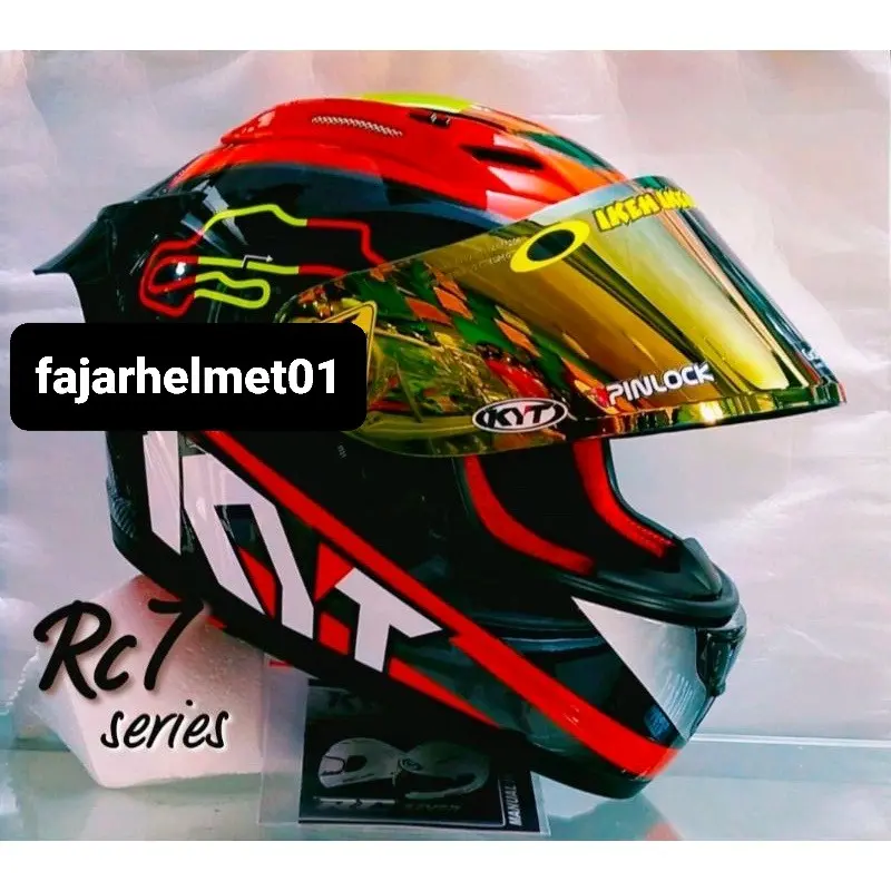 Helm Full Face KYT RC Seven #15 Spain Black Paket Ganteng Original SNI-DOT