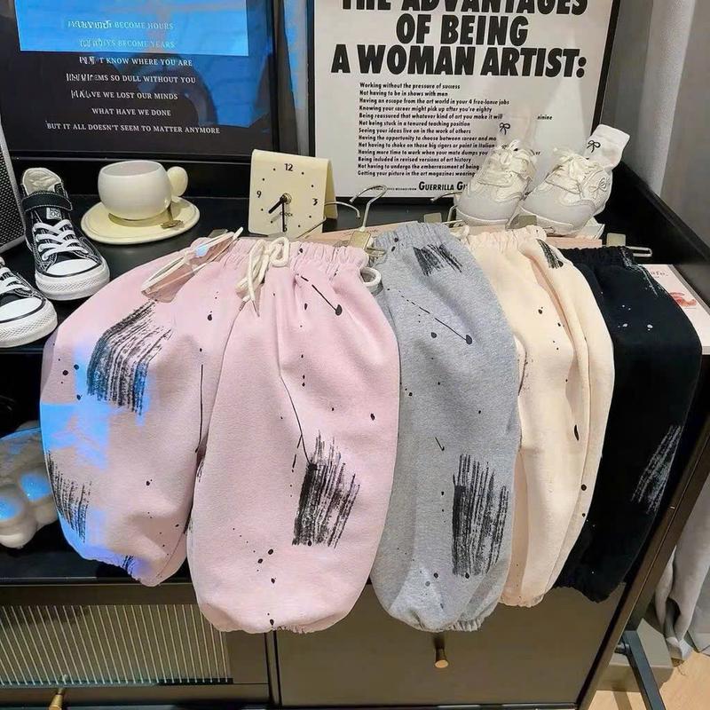 Quần nỉ bé trai - bé gái HỌA TIẾT MỰC 4 MÀU chất liệu nỉ bông tàu in 3d ấm áp size 8-20 kg M99