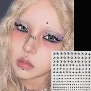 1 Lembar Stiker Dekoratif Tanpa Bor, Bebas Nyeri, Perekat Sendiri (165 Buah) Untuk Alis, Telinga, Hidung, Bibir, Wajah Atau Tubuh, Set Stiker Tindik Palsu DIY Untuk Riasan Mata Dan Wajah Untuk Wanita Seksi, Stiker Dekorasi Wajah Yang Dipersonalisasi 8