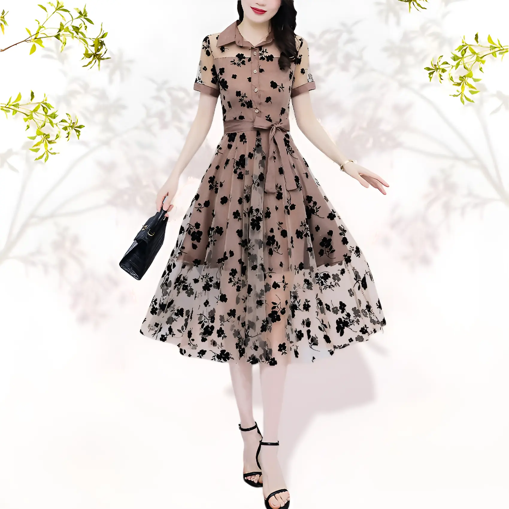dress  pesta elegan korean style party vintage lace formal   simple  kondangan  pendek  remaja  casual  midi Gaun Wanita Baju Pantai Bunga Katun Mini Motif Panjang Retro