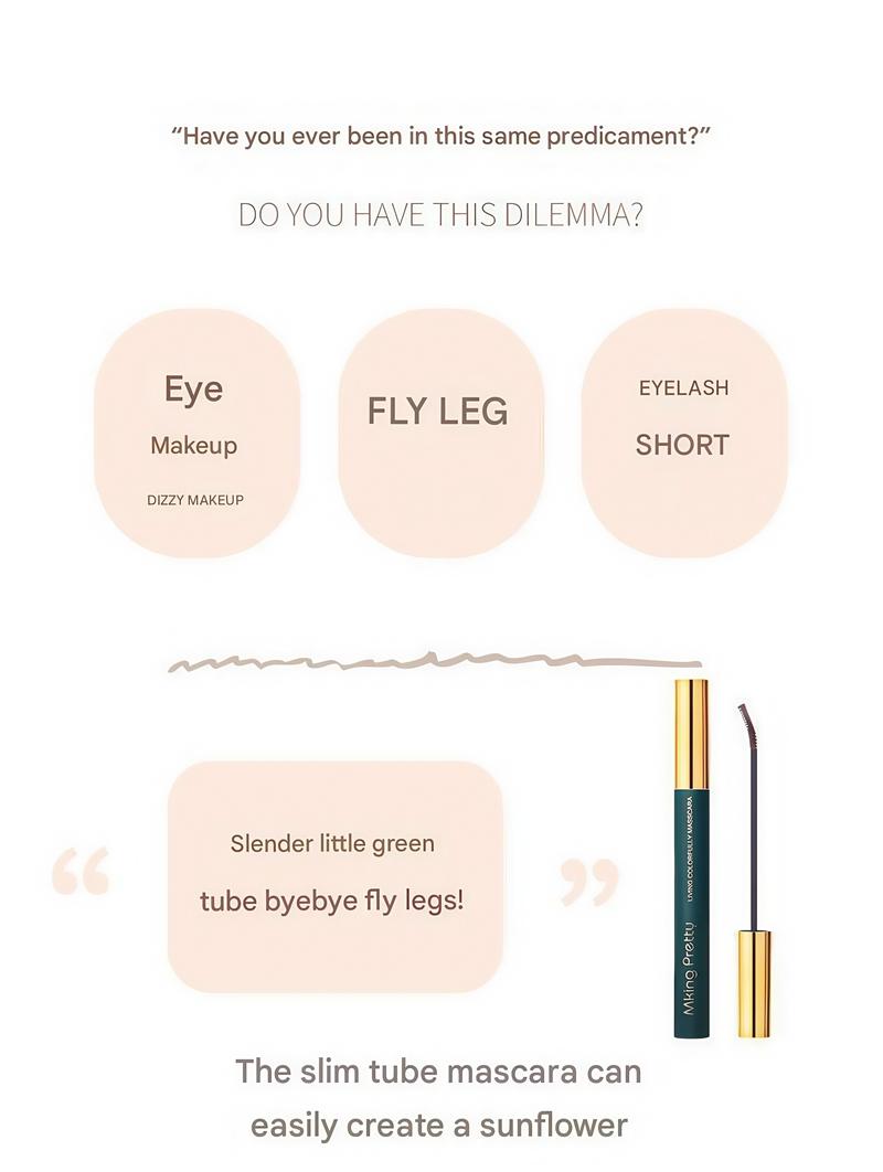 Product Introduction of Curl, slim, long and fixed makeup, small tube mascara, waterproof big eye makeup mascara, four colors available, 3D eye makeup effect 1