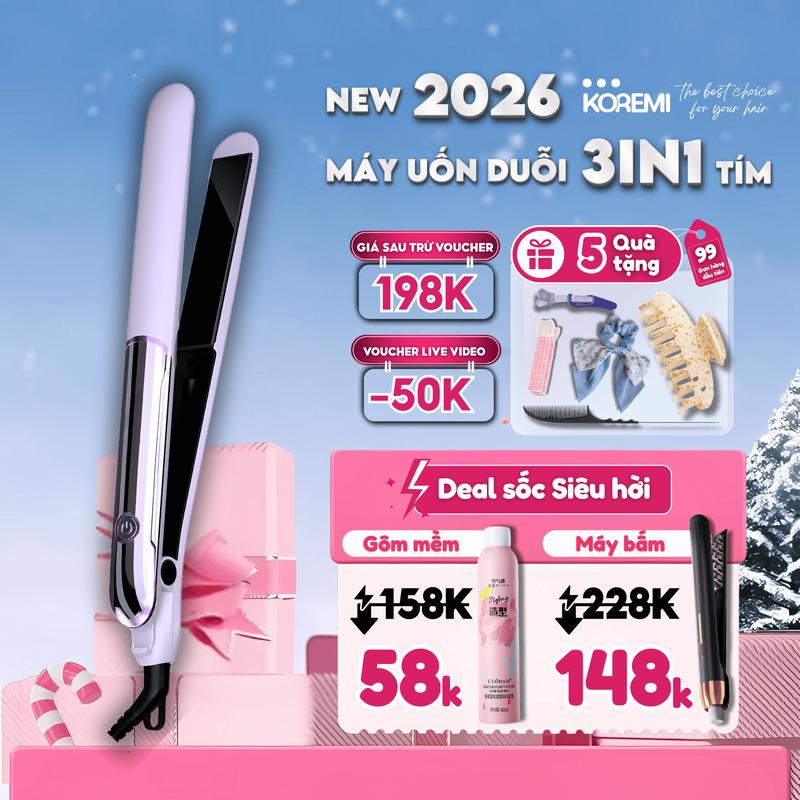 Máy duỗi tóc uốn tóc xoăn Hàn Quốc Koremi máy làm tóc 3in1 máy kẹp tóc Women Nữ mayu ontocxoan may dapphong