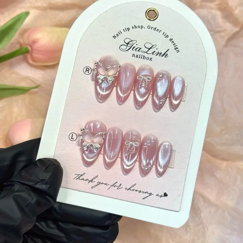 M428 nailbox thiết thạch mắt mèo phối charm xinh đi chơi đi tiệc kỉ yếu 0