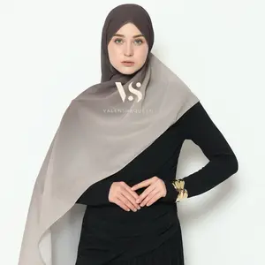 Valenshaqueen Pasmina Gradasi Ombre Syar'i Crepe Diamond Hitam - Jilbab Instan Premium untuk Wanita Muslimah