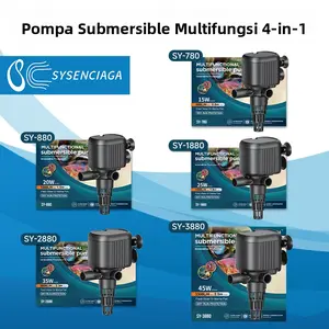 Akuarium 4-In-1 Pompa Tertenggelam Tangki Ikan Rumah Silent Filter Pompa Air Akuarium dan Pompa Oksigenator Pasokan Tangki Ikan Pompa Powerhead Akuarium Filter Air 3 dalam 1 Tertenggelam Tropis Laut