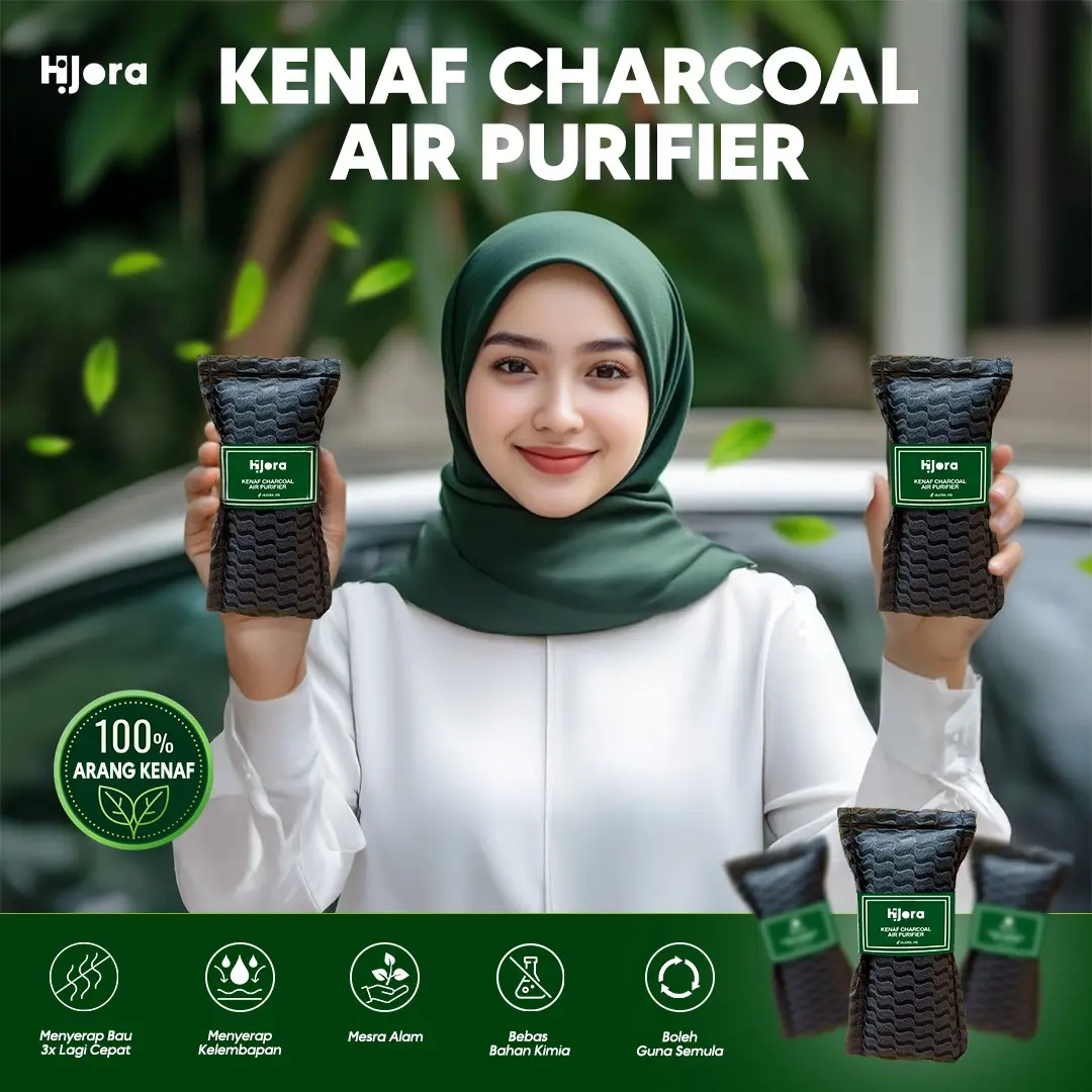 HIJORA Kenaf Charcoal Air Purifier - Remove Bad Odor & Smell in 24 Hours!