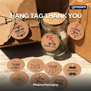 Hang Tag Ucapan Thank You Craft 100 pcs | Hangtag Terima Kasih Kertas Kraft | Hang Tag Hampers | Hang Tag Free Tali Rami | Ucapan Tali Rami