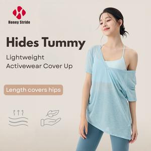 Honey Stride Lightweight Breathable Sports for Women Quick Dry Active Wear 2-in-1 Reversible Sports Cover-Up Wear Deep V Front or Back Hide Tummy & Look Slim  Lightweight & Breathable for Runnig Gym Yoga