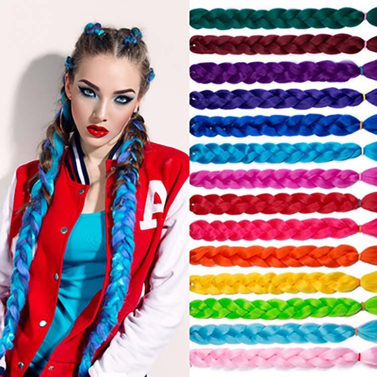 Colored Braiding Hair 24.5 Inch Colorful Braiding Hair for Braids Synthetic Colored Hair Extensions 0
