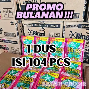 1 DUS RINSO CAIR ( Isi 104 Pcs ) Detergent Cuci hemat Murah Buat 1 Bulan