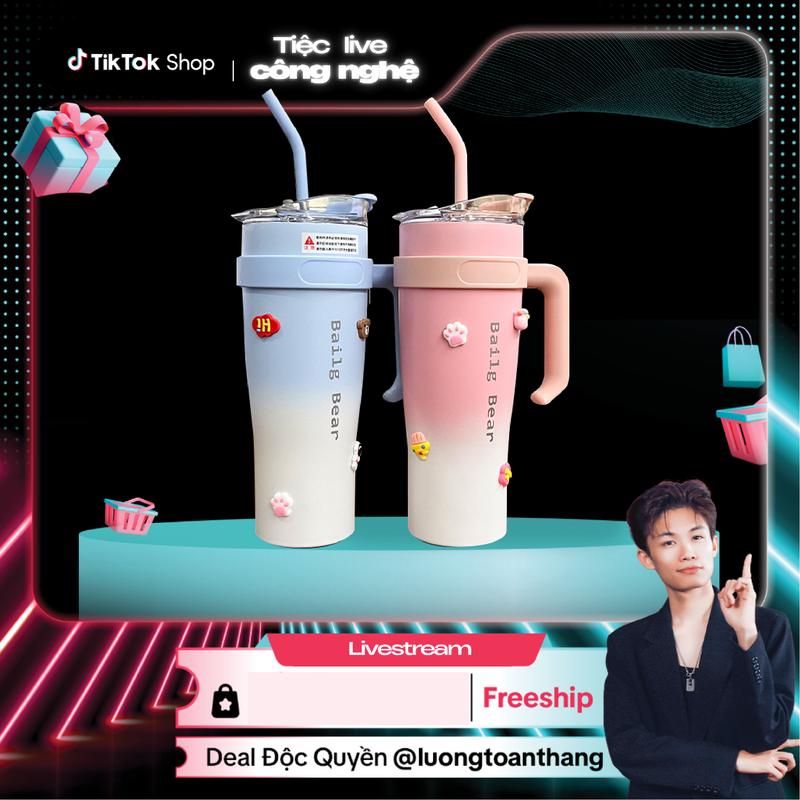   LUONGTOANTHANG X NIUMI  Ly giữ nhiệt NIUMI inox 316 1250ml giữ nóng lạnh chống tràn có ống hút ruột bình inox 304 đủ màu 