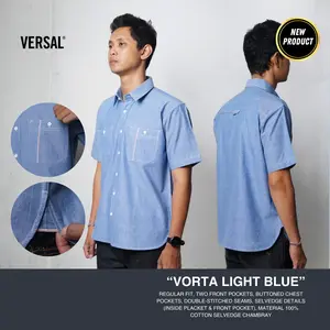 Versal The Finest- VORTA LIGHT BLUE SHORT SELVEDGE SHIRT (Ready Stock)