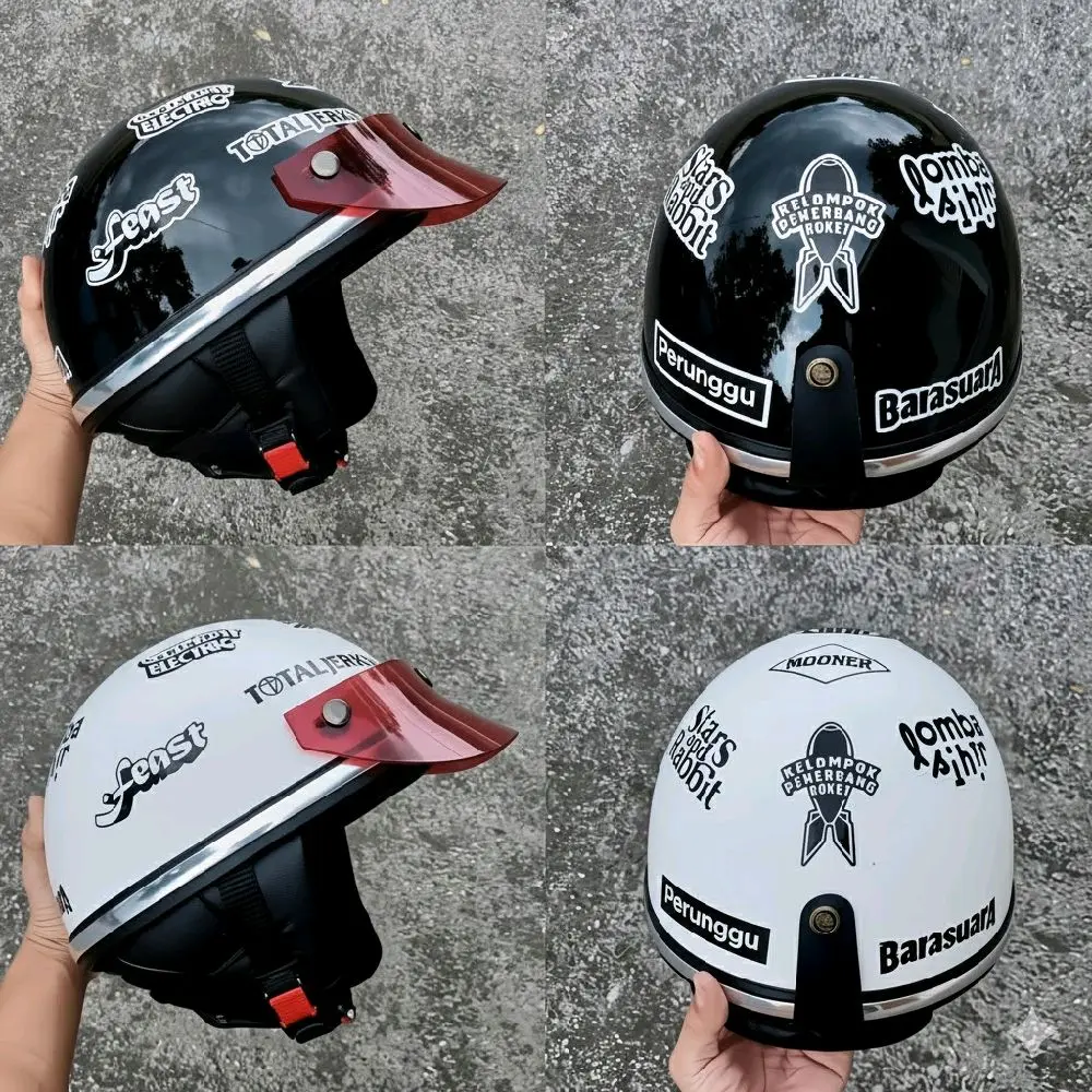 Helm Chips Shorty Full Stiker Band Free Pet