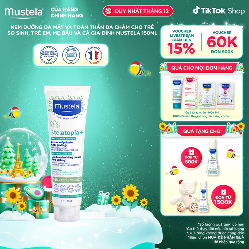  Kem Dưỡng Da Mặt Và Toàn Thân Da Chàm Cho Trẻ Sơ Sinh Trẻ Em Mẹ Bầu và Cả Gia Đình Mustela 150ml Cho Bé 