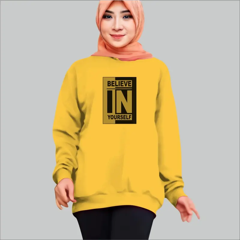 Kaos Wanita Lengan Panjang Motif BelieveIN atasan Sweatshirt #Fyp 1