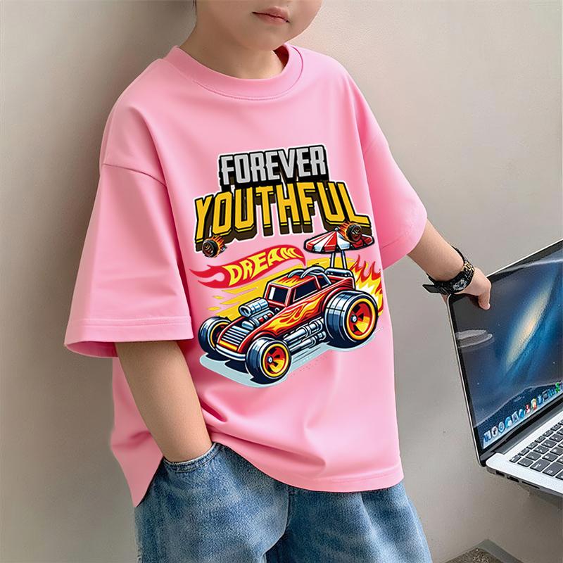 เด็กคอกลมสีทึบเรียบง่ายอเนกประสงค์แฟชั่นเด็กผู้ชายกีฬาเด็กเสื้อลําลอง F610