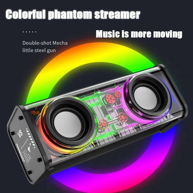 Speaker Bluetooth Mecha Portable Wireless Transparan Mech Audio RGB 7 Color Light V8 TWS Series Speaker Bluetooth Mecha Portable Wireless Transparan Mech Audio RGB 7 Color Light V8 TWS Series