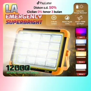 100% Asli Upgrade 300W Lampu LED Solar Emergency/Power Sel Surya/Lampu Panel/Professional Solar Emergency Light/Lamp Stand Garansi 3 tahun