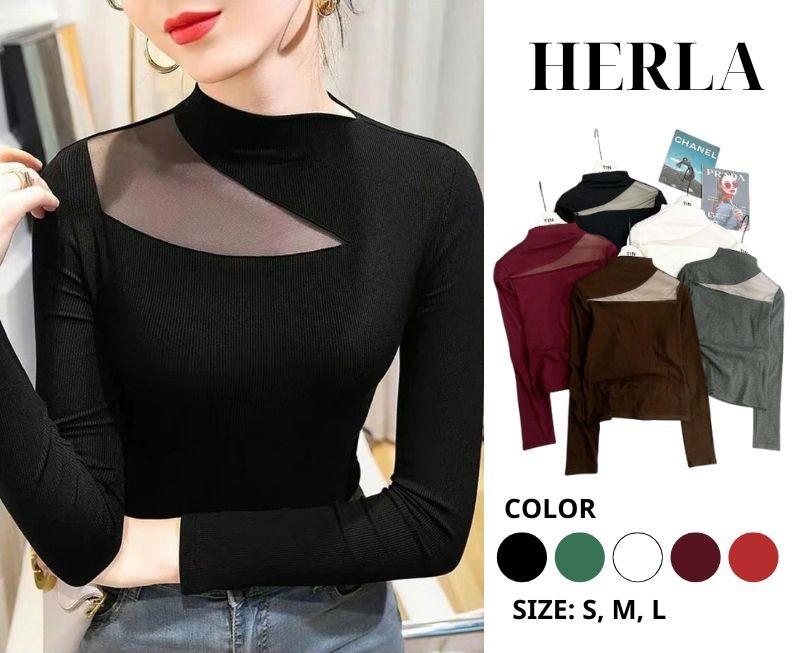  Áo Trễ Vai Nữ Dài Tay Ôm Dáng Fit Eo Thiết Kế Khoét Phối Lưới Phong Cách Hàn Quốc Trẻ Trung Sang Chảnh 