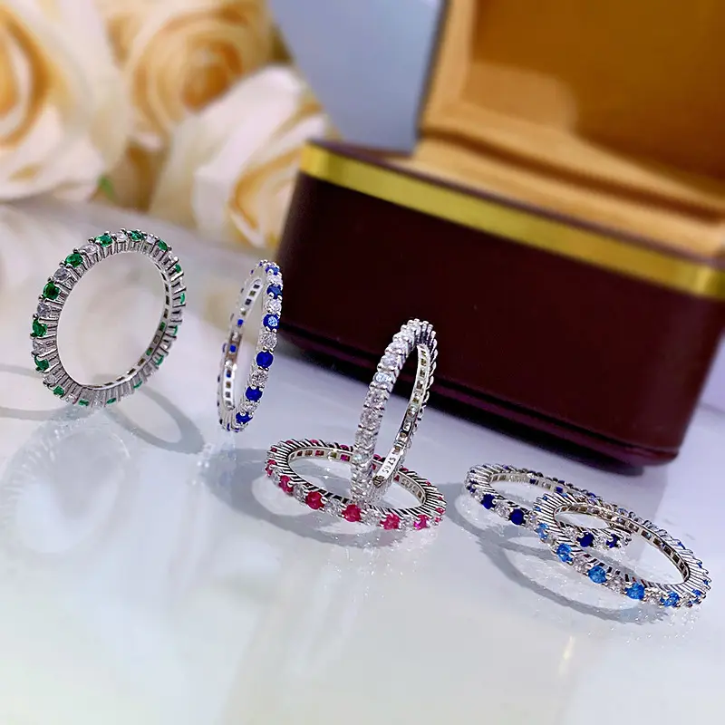 Real Authentic Original Pure  925 Sterling Silver Eternity Ring for Women's Gift Birthday Anniversary Valentine's Day AAA Cubic Zirconia