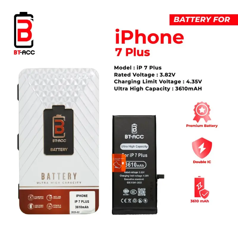 BT-ACC Ultra High Capacity Battery Baterai Batre For Iphone 7 Plus With 3610mAh 1