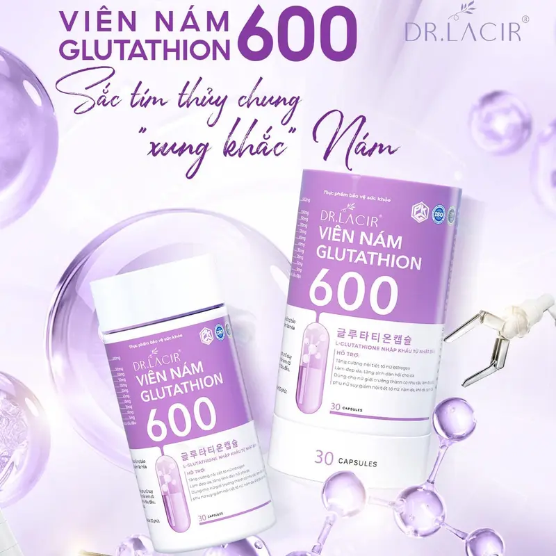Phiên Bản Tím Ấn Tượng - Viên Uống Glutathion 600 - Hộp 30 Viên - Viên uống không sử dụng cho nam 1