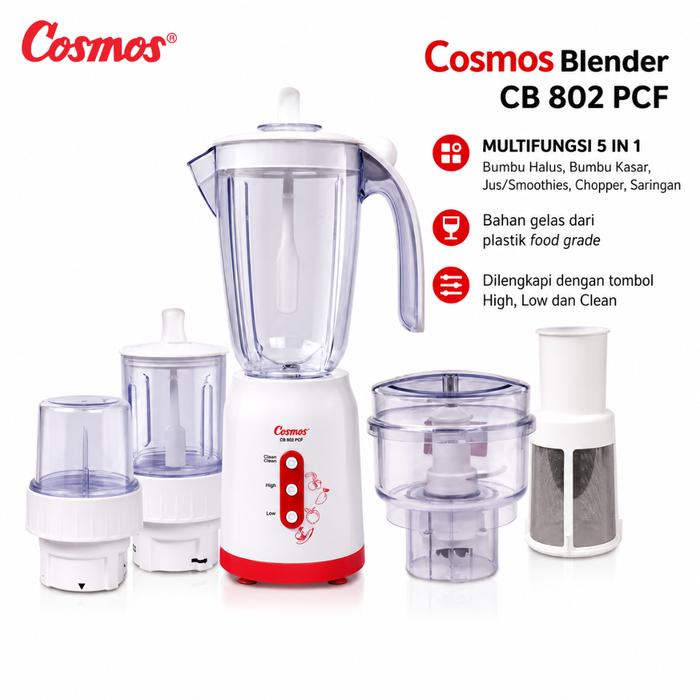 Gambar Cosmos Blender CB 802 PCF 5IN1 Pembuat Jus Smoothies Penghalus Bumbu Plastik Food Grade ORI BERGARANSI - FM dari Formiana Kota Bekasi Tokopedia