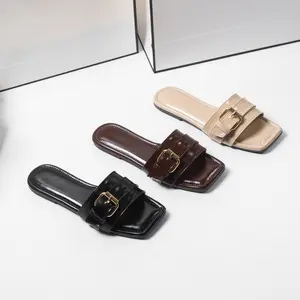 LEONY - Vero sandal flat wanita | sendal basic teplek perempuan Hitam