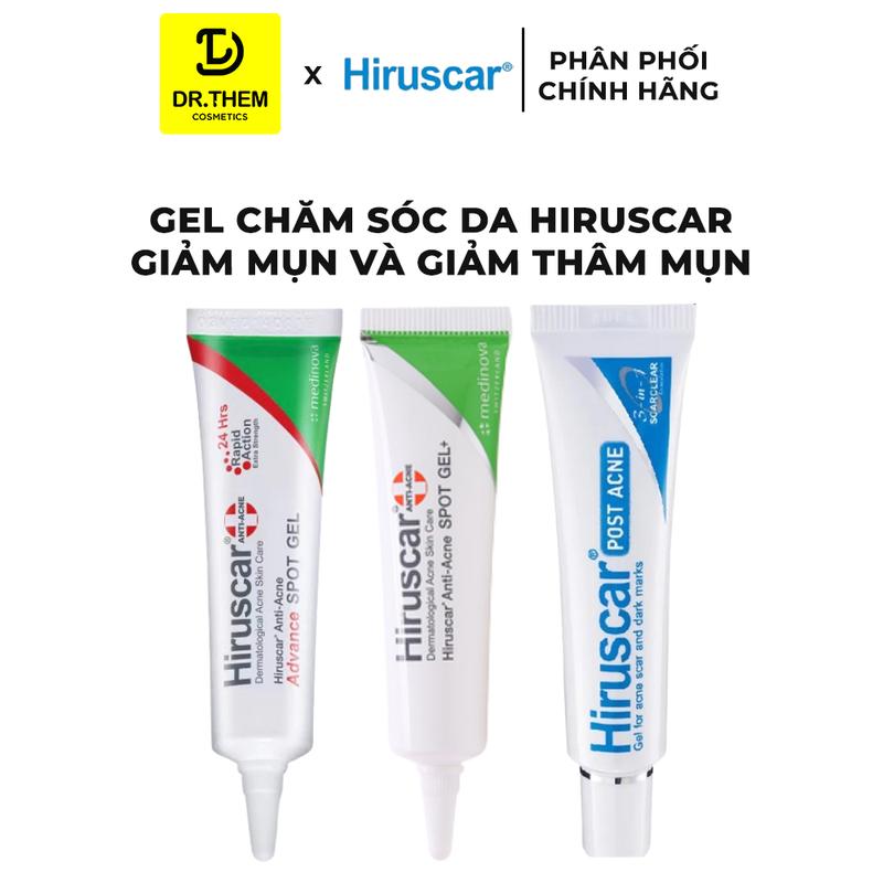 Bộ Gel Chấm Mụn Anti-Acne Spot 10g và Gel Làm Mờ Sẹo Mụn Thâm Mụn Hiruscar Post Acne 5g 10g