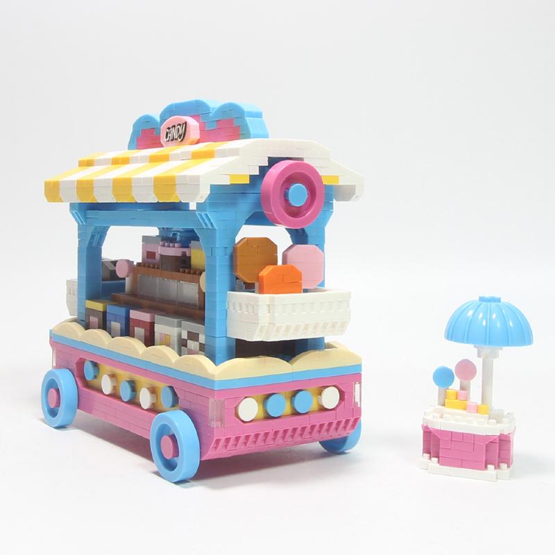 Product Introduction of ZRK 7816 Amusement Park Sweet Candy Cart Car Vehicle Model DIY Mini Diamond Blocks Bricks Building Toy for Children Gift no Box 2