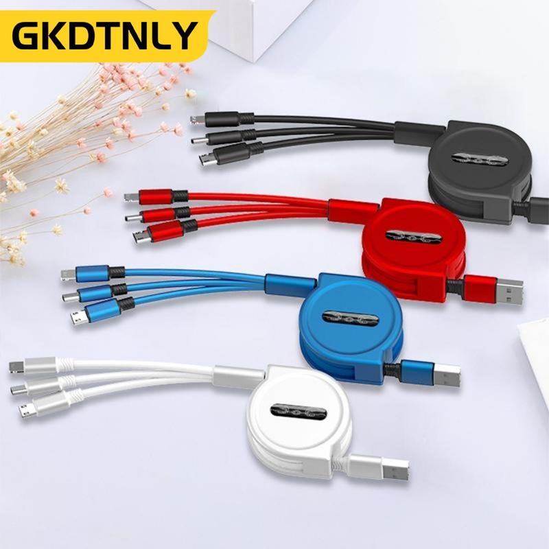 Cáp sạc 3 trong 1, Sạc USB Có Thể Thu Vào Sạc 2.4A cho XiaoMi HuaWei Samsung Cáp sạc Cầm Tay Micro Type-C Phone Titan