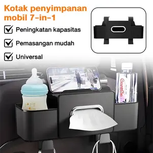 Mobil Rapi Seketika! Organizer Sandaran Kursi Premium - 2 Cup Holder + Tisu + Gantungan, Kulit Mewah Anti Lecet