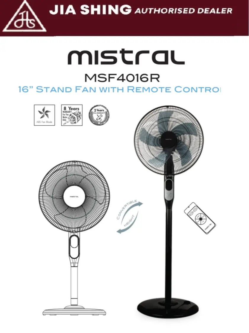 Mistral 16” Stand Fan with Remote Control MSF4016R
