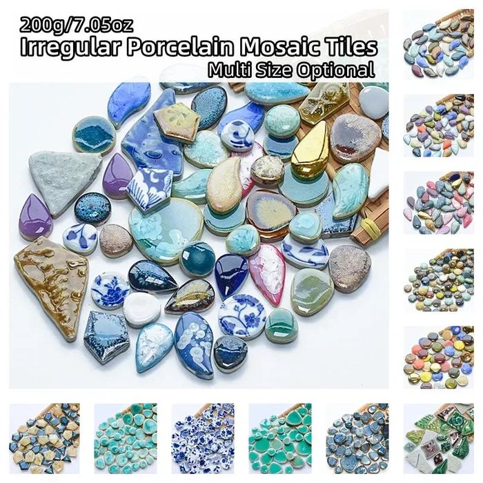 Fragments Tile Jual 200g/7.05oz Irregular Porcelain Mosaic Tiles Mixed Ceramic Mosaic ...