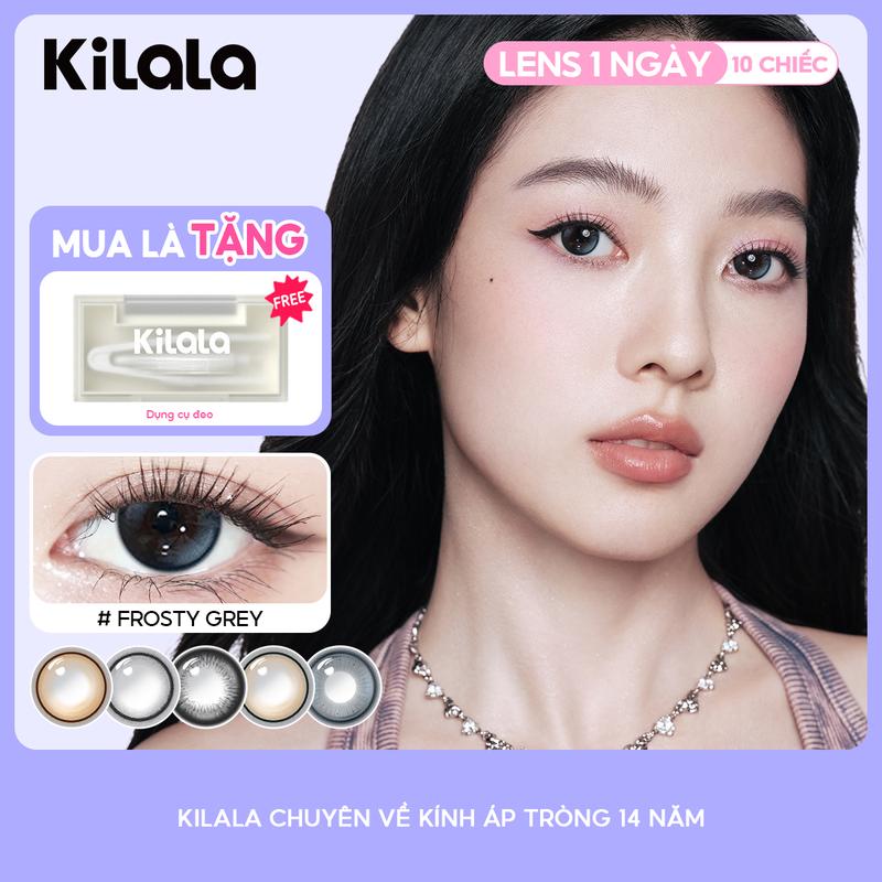 [10 Chiếc] Kilala Lens Daily kính áp tròng 1 ngày màu đen nâu xám lam tím DIA 14.0-14.5mm độ cận 0-7 lens siêu mỏng 0.06 mm nâng cấp thành phần giữ ẩm đeo lâu không mỏi mắt [series Sense Of Lens]
