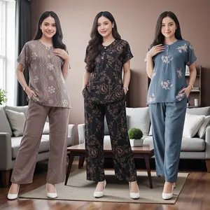 Setelan CP ANDIN Cabutan Baju Rayon Wanita Celana Piyama Dewasa Panjang Busui Tidur Pendek