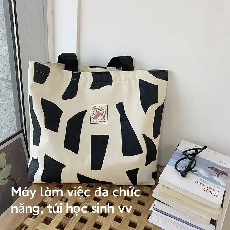 Túi Vải Bố, Dung Lượng Lớn, Tote Đi Lại, Thích Hợp Đi Làm, Đeo Một Bên Vai, Dễ Phối Đồ, Túi Sinh Viên Nghệ Thuật Chữ Nhật Nữ Đeo Vai Bag Hình Chữ Nhật 8