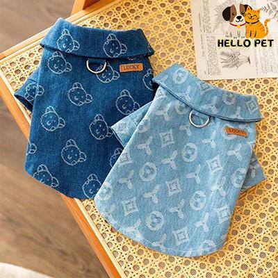 Áo sơ mi denim cho chó, thời trang, thích hợp cho mùa đông, áo khoác Jean cho thú cưng, cho mèo