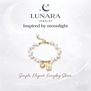 Beli satu gratis satu! Gelang Fashion Mutiara Air Tawar Barok Bentuk Hati Pembawa Keberuntungan dengan Desain Unik  XT077