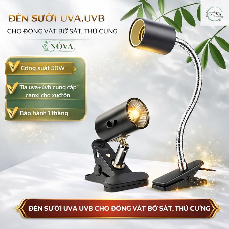  Đèn sưởi UVA ,UVB 3.0 kẹp đèn xoay 360 độ điều chỉnh độ sáng cho thú cưng 
