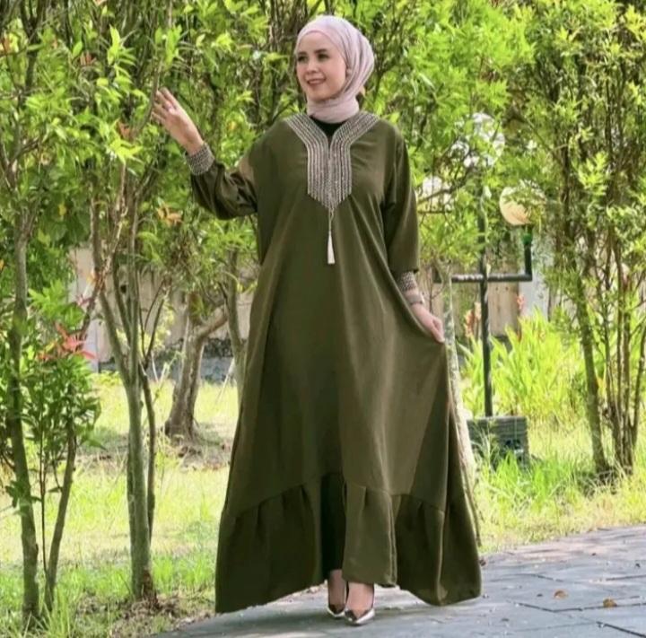 Product Introduction of GAMIS TERBARU 2025 DRESS SULTAN MASA KINI//dress abaya sultan// gamis midi muslim Wanita Dewasa Dewasa Remaja Pesta Maxi Mewah Lebaran Kondangan Rayon Syari Crinkle 9