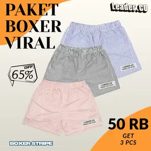 PROMO BOXER VIRAL 3 PCS 50RB CELANA BASIC PRIA DAN WANITA DEWASA MOTIF GARIS GARIS SALUR STRIPE UNISEK